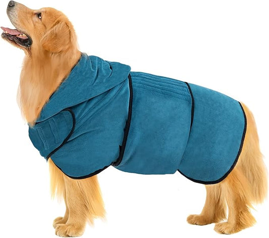 Avont Dog Bathrobe - Super Absorbent Pet Drying Towel Bath Robes After Bath Shower Swim Wet Walk for Puppies -Blue(XXL)