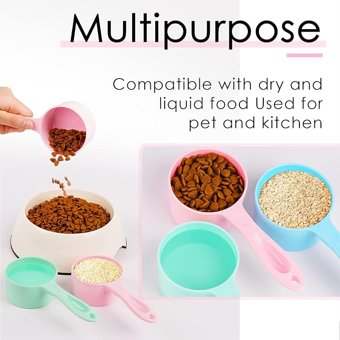 Super Design 1 Cup Dog Food Scoop for Container Melamine Measuring Scoop for Dogs Cats Birds and Rabbits Pet Food Feeding Scoop Dishwasher Safe - Baby Pink