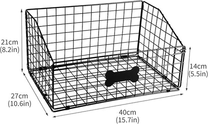 Geyecete Toy box for dogs large Dog Toy organizer Pet wire folding basket dog toy container dog toy box -Can be Personalized-Cat and Puppy-Black