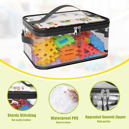 8 Pack Extra Large Clear Toy Storage Bags with Zippers & Labels, Reusable PVC Transparent Waterproof Toy Organizer Bags for Board Game Storage, Building Blocks, Puzzle, Dolls
