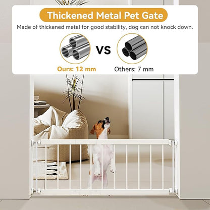 Dog Gate Indoor,18"-45" Extra Wide Metal Short Dog Gate to Step Over, 14" Tall Small Pet Gate with 3 Extension Kits, Pressure Mounted for Doorways & Stairs
