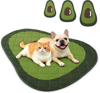 LOOBANI Dog Cooling Mat 50"x38"- Cute Avocado Cooling Mat for Dogs (Cool & Warm Side), Waterproof Self-Cooling Mat for Crate, Floor, Car for Small Dogs, Cats, Pet, Green 50"x38"