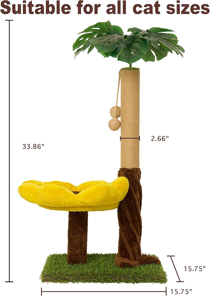 Cat Scratching Post, Cat Scratcher Kitten Scratch Post，Sisal Rope for Indoor Cats, Claw Scratcher for Indoor Cats and Kittens (Sunflower Cat Bed)