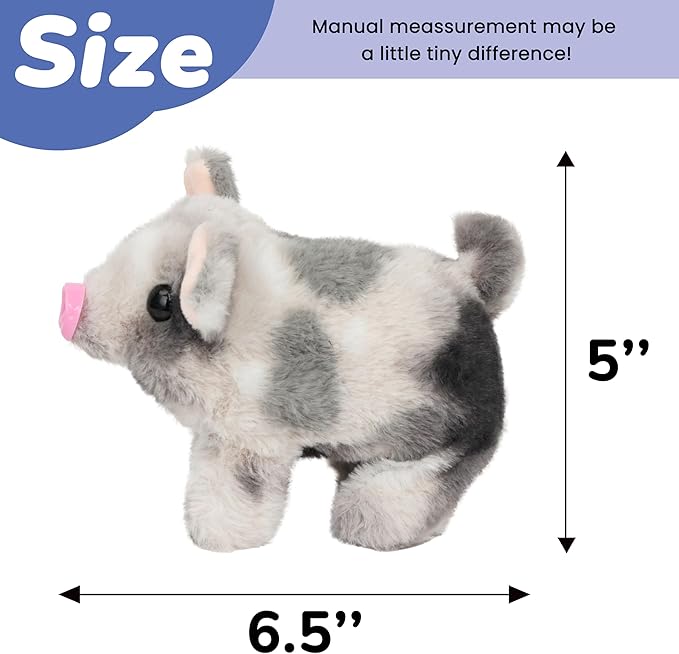 Hopearl Walking Spotted Pig Pet Piggy Interactive Crawling Piglet Electronic Plush Toy Pig Oink Twitch Nose Wag Tail Animated Gifts for Toddlers Birthday, 8''