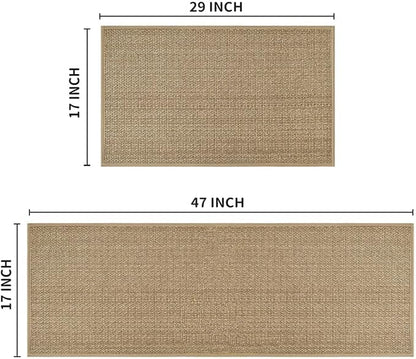 Artoid Mode Washable Non Slip Kitchen Rugs and Mats Set of 2, Rubber Backing Absorbent Kitchen Mats for Floor Front of Sink - 17x29 and 17x47 Inch
