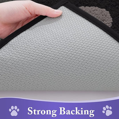 Buganda Dog Door Mat for Muddy Paws, Absorbent Dirt Trapper Non Slip Indoor Doormats, Washable Low-Profile Mat for Mud Dogs, Entryway Carpet for Inside Floor (48x30 Inches, Black and Grey)