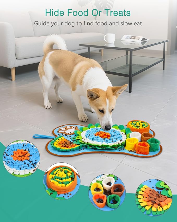 ORIA Snuffle Mat for Dogs, 25x17'' Interactive Slow Feeder Mat with Mental Stimulation for Boredom, Anxiety Relief, Dog Puzzle Toy & Treats Hunting Game for Small Medium Dogs
