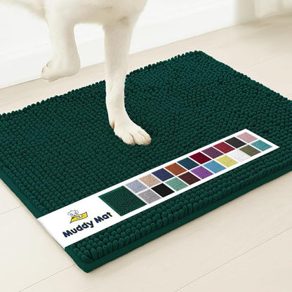 Muddy Mat® | Super Absorbent Door Mat Indoor, Microfiber Quick Dry Chenille Entryway Rug, Non-Slip Front Door Mat, Indoor Mats for Entryway, Machine Washable Pet Rug, Dark Green XXL 60"X48"