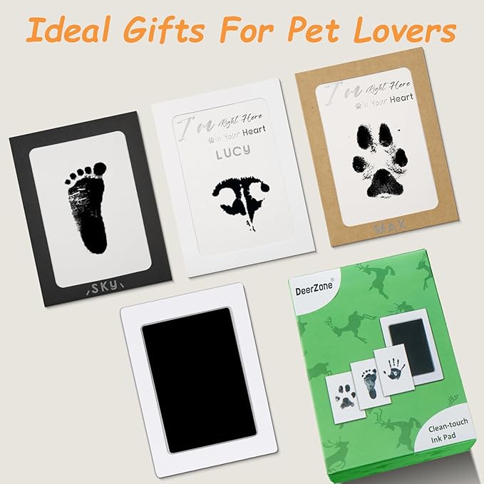 Inkless Paw Print Kit,Dog Paw Print Kit,Dog Nose Print Kit,Clean Touch Ink Pads and Imprint Cards,Pet Paw Print Impression Kit for Dogs Cats Footprint Keepsake