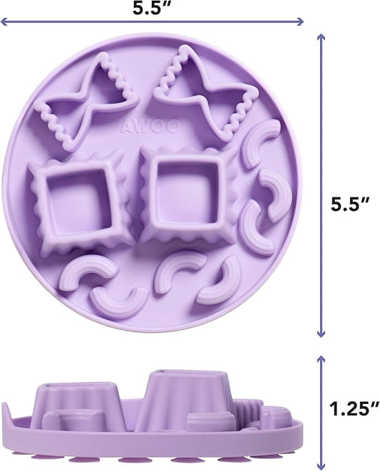 Awoo Snackaroni - Silicone Slow Feeder for Dog Bowls Over 5.5-Inches - Non-Slip, Wet and Dry Food-Compatible Pet Dish with Suction Cups - Extends Mealtime for Fast Eaters - Dishwasher Safe (Lavender)