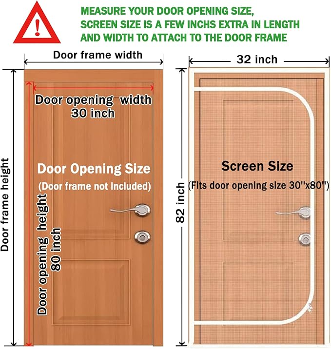 Upgraded Pet Screen Door,Fits Door Opening Size 30''x 80'',Thickened Cat Resistant Mesh Screen Door for Living Room,Kitchen,Bedroom,Cat Proof Screen with Zipper Closure.