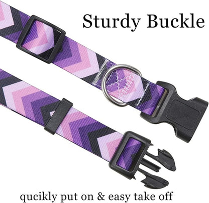 Dog Collar with Bohemia Floral Tribal Geometric Patterns - Soft Ethnic Style Collar Adjustable for Small Medium Large Dogs(Purple Arrow,M)