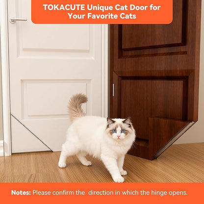 Cat Door Corner, Cat Door Hinges for Interior Door, Left and Right Doors Sharing, Cat Corner Door for Your Cat with Private Space