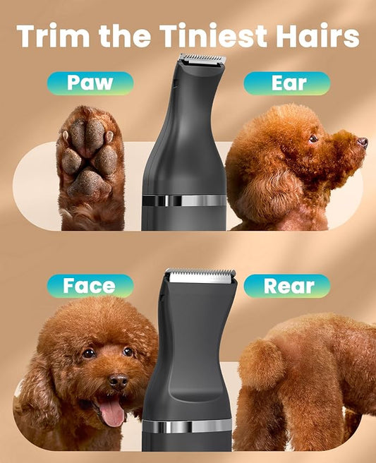 oneisall Dog Clippers with Double Blades,Cordless Small Pet Hair Grooming Trimmer,Low Noise for Trimming Dog's Hair Around Paws, Eyes, Ears, Face, Rump (Black)