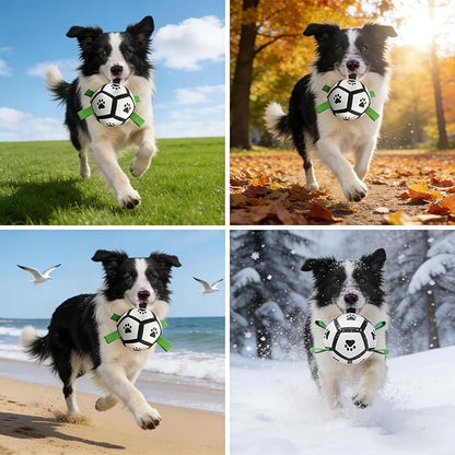 Dog Toys, Dog Soccer Ball with Straps for World Cup, Interactive Dog Balls for Small Breed, Dog Birthday, Herding Ball, Durable Toy for Puppy Outdoor Play (5 Inch)