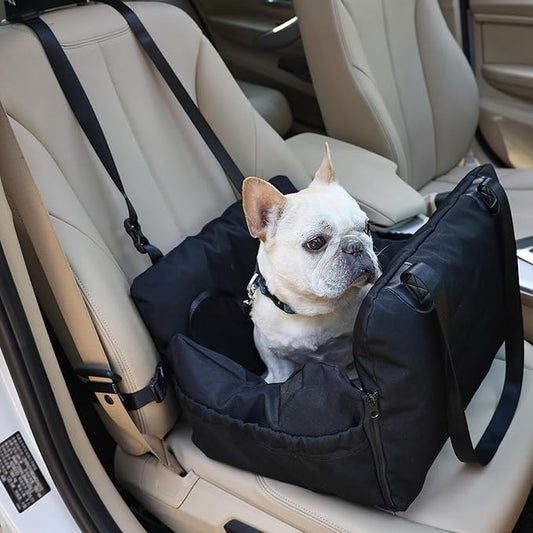VVICOGARD Dog Car Seats for Small Dogs, Removable Airbag Design Black Washable Pet Booster Seat with Thick Cushion, Travel Doggie Bed Carseat for Small Dog Up to 33 lbs