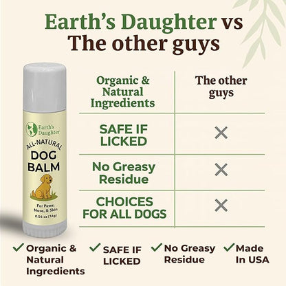 Earth’s Daughter Dog Paw Balm Big 0.56 oz – Organic Paw & Nose Protector with Beeswax, Coconut & Calendula – Itch Relief & Natural Skin Care for Dogs & Puppies – Travel Essential
