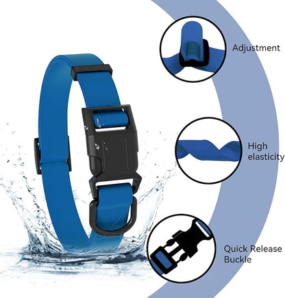 Waterproof Dog Collar, Easy to Clean Rubber Dog Collars with Quick Release Buckle Fits Small Medium or Large Dogs (Blue, L < 15.4-24.8 inch)