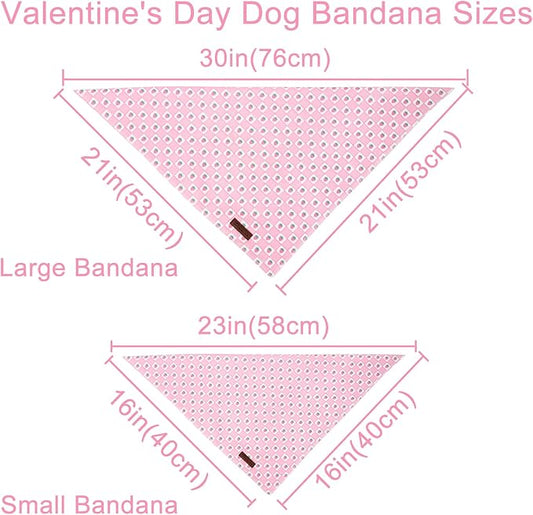 Spring Dog Bandana, UP URARA PUP Strawberry Triangle Bid Scarf for Medium Large Dogs, Cotton Kerchief for Girl Boy Puppies, Cute Spring Pink and White Bandana,L