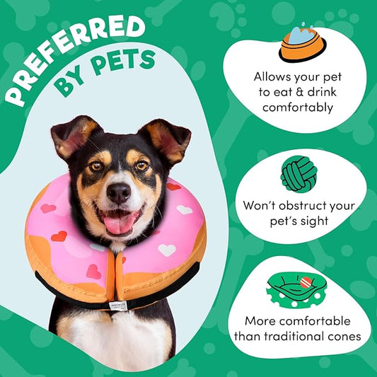 BENCMATE Inflatable Dog Cone Collar Alternative, Soft Dog Cone for Small Medium Large Dogs and Cats, Neck Recovery ECollar Donut Collar After Surgery (Large, HeartShape)