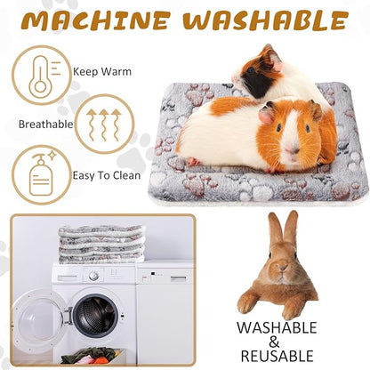 Tuanse 4 Pack Ultra Soft Dog Cat Bed Mat Small Animal Guinea Pig Bed with Cute Print Reversible Fleece Dog Crate Kennel Pad Cozy Washable Thickened Hamster Pet Beds Mat(13 x 10 Inches,Light Gray)