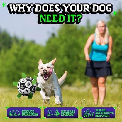 Diman Dog Soccer Ball: 6 Inch Dog Toy Balls with Straps,Durable Outdoor Dog Toys for Small Medium Pets, (Black)