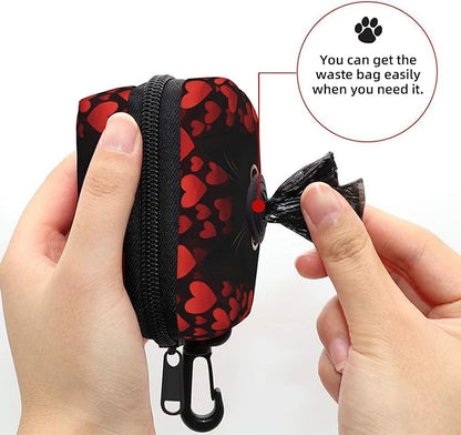 Dog Poop Bag Holder for Leashes - Lightweight Pet Waste Bags Dispenser Doggy Zippered Pouch for Puppy Walking Accessories(Cat)