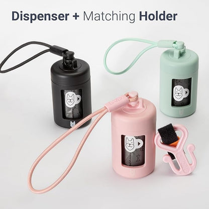 Retractable Dog Waste Bag Dispenser and Bag Holder Kit, Dog Poop Bag Dispenser, Retractable Waste Bag Dispenser, Lightweight Poop Bag Holder, Stretchy Strap Fits Any Dog Leash (Green)