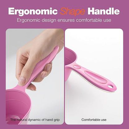 Pet Food Scoop 2 Pack, Dog Cup Capacity Cat Food Scooper With Measuring Lines For Dog, Puppy and Cat Coffee Bean, Flour Scoop Purple