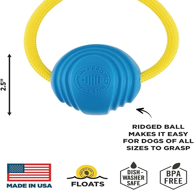 Project Hive Interactive Dog Toys - Set of 2 Looped Balls - Compatible with Hive Zoomer Dog Ball Thrower - Perfect for Fetch and Tug Play - Green and Blue