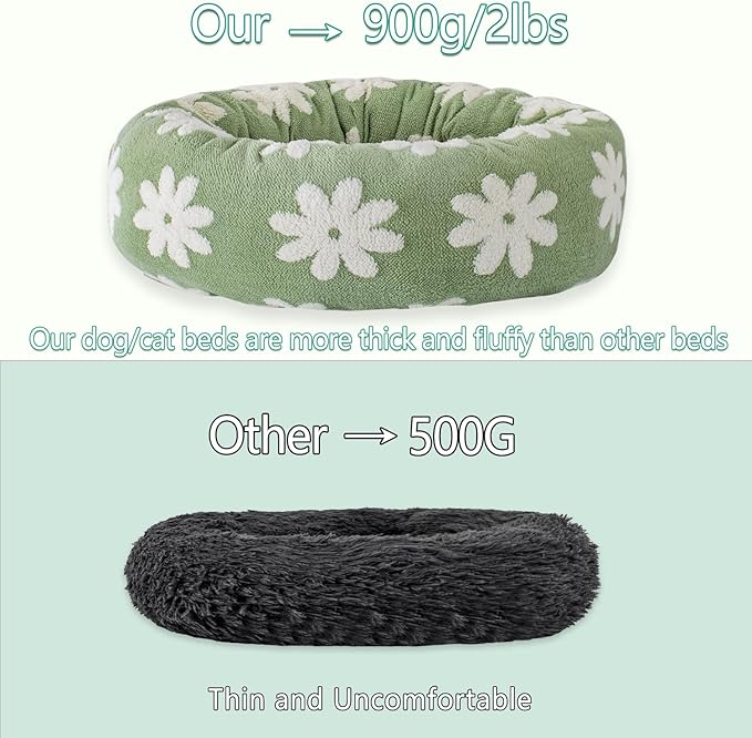 23 Inch Calming Dog Bed for Small Dogs Cats, Kitty Puppy Round Anti-Anxiety Warm Bed, Soft Cozy Anti-Slip Donut Washable Pet Bed, Fits up to 30 lbs Pets