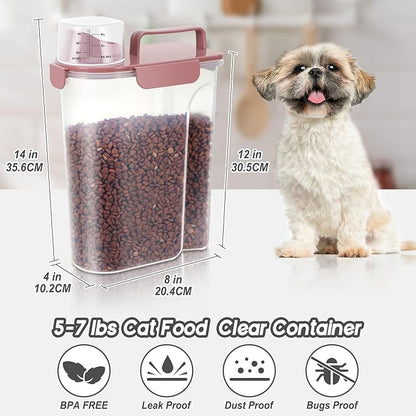 5Lbs Airtight Cat Dog Food Storage Container with Upgraded Large Nozzle BPA-Free, Pet Food Storage Containers for Rice, Grain, Pet Food, Flour, Dog Treat Storage (Pink+Lake Blue, 5L-2pack)