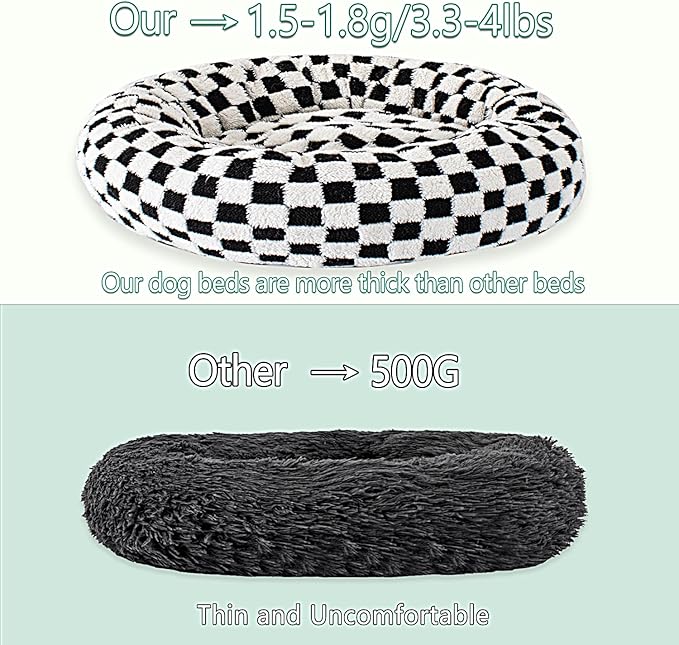 31 Inch Calming Dog Bed for Medium Dogs, Round Anti-Anxiety Warm Bed, Soft Cozy Anti-Slip Donut Washable Pet Bed, Fits up to 50 lbs Pets