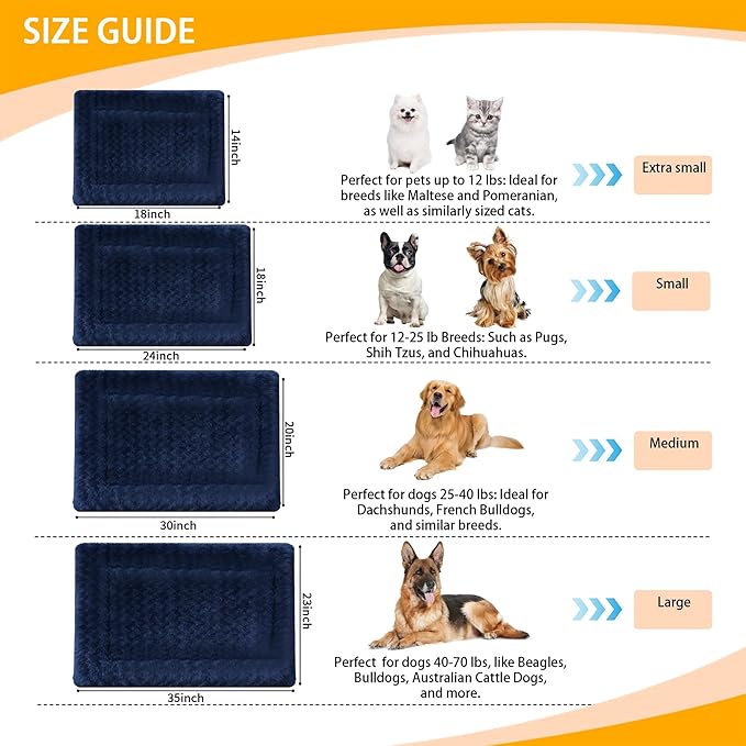Dog Bed Mat - Reversible Dog Crate Bed Mats, Soft & Breathable Kennel Pad, Durable Crate Bed for Small Medium Large Dogs & Cats
