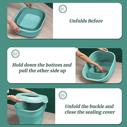 Cereal Rice Food Storage Containers, Collapsible 20 to 50 Lbs Dispenser Bin with Rolling Wheel Airtight Locking Lid, Dog Pet Cat Flour Sugar Plastic Leakproof Sealable Large Kitchen Pantry Holder