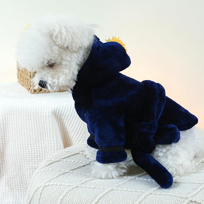 Dog Bathrobe Fast Absorbent Hooded Bath Towel Small Dog Thickened Luxury Pajamas Sleepwear Super Soft Microfibre Pet Bath Robe Nightwear Dog Drying Coat Bag for Puppy Cats Chihuahua Yorkie Poodle