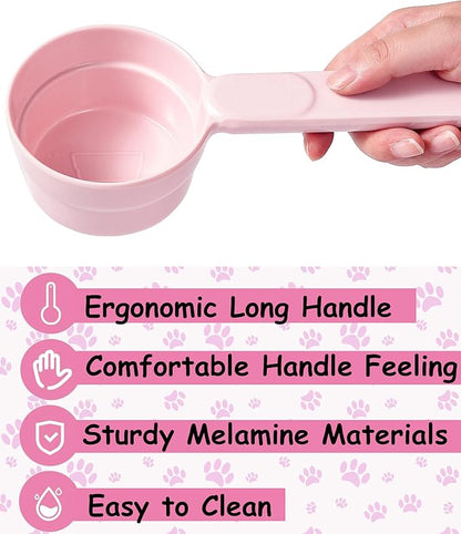 Dog Food Scoop 1 Cup 1/2 Cup - Melamine Dog Food Measuring Cup, Pet Food Scoop for Dog Cat...Comfortable Long Handle for Easy to Scoop Food