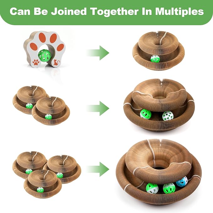 Goosheep 2Pack Kitty Kurlz Magic Organ Cat Scratching Board Cat Accordion Toy Cats Scratching Post Ball Track, Kitten Fun Intelligence Physical Exercise Educational Toy