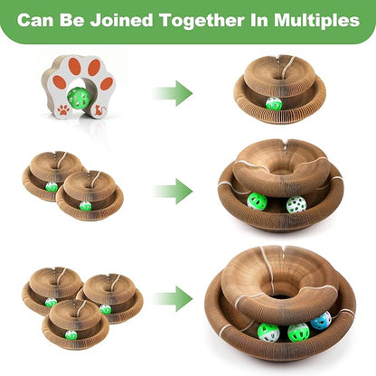 Goosheep Accordion Magic Organ Cat Scratcher Toys for Indoor Cats - Cardboard Cat Scratching Board Ball Scratcher Pad 3 Pack