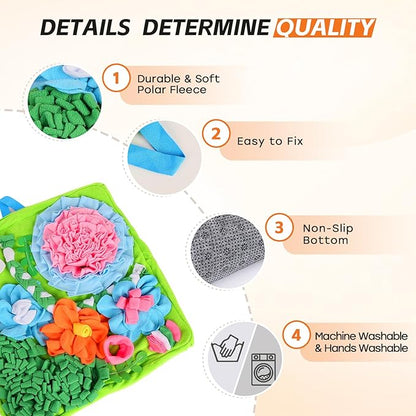 Snuffle Mat for Dogs, 20 X 20 Inches Dog Puzzle Toy for Boredom & Slow Eating, Washable Snuffle Mat for Puppies, Small & Medium Dogs, Cats & Rabbits