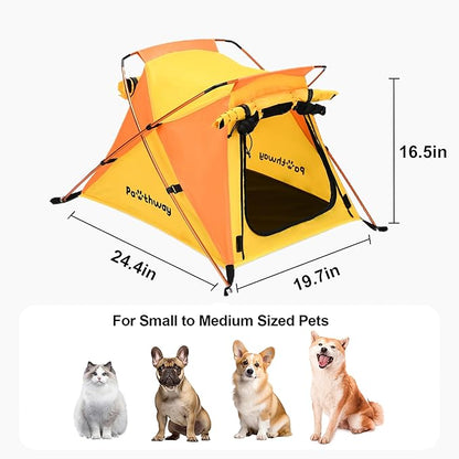 Portable Dog Tent for Small to Medium Sized Pets up to 25lb, Waterproof Dog Tent Outdoor Lightweight with Carrying Bag, Fully Zipped Meshed Door and Window, for Camping, Beach, Backyard