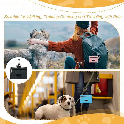 Dog Poop Bag Holder, Pet Waste Bag Dispenser Dog Treat Pouch with Clip Oxford Cloth Portable Reusable Easy Cleanup(2Pcs, Black), Intended for Outdoor/Travel/Walking