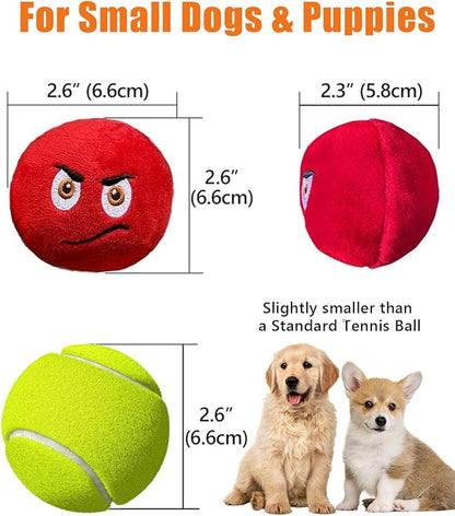 Squeaky Dog Toys, Stuffed Plush Puppy Toy Balls to Keep Them Busy, (12 Pack) Interactive Funny Pet Ball with Squeaker for Puppies Small Breed Dogs