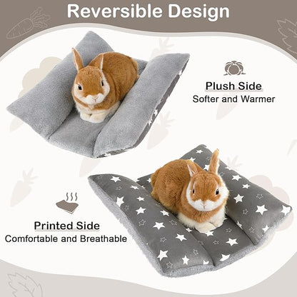 Rabbit Bed 15"X14"Thickened and Soft Bunny Bed Washable Cuddle Cushion Plush Mat Double-Sided Plush Small Pet Flop Mat Cotton Pillow for Rabbit