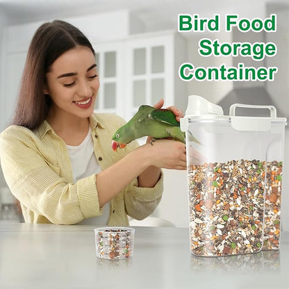 TBMax Pet Food Storage Containers 2 Pack 8-10 Lbs Airtight Dog Food Container Dispenser with Large Spout & Portable Handle, Travel Dog Treat Cat Food Storage Bin Bird Seed Container-Beige