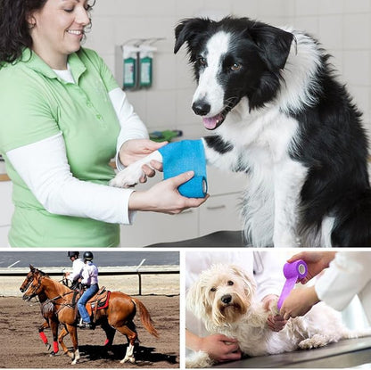 LotFancy 10 Rolls Self Adhesive Vet Wrap, 3 Inch Cohesive Bandage Wrap for Horses, Dogs, Cats, Pet, Animal, Non-Woven Medical First Aid Tape for Wounds, Paw, Leg, Foot, Ankle Sprains & Swelling