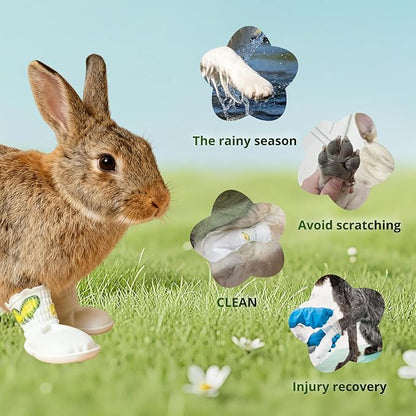40 Packs Rabbit Paw Protectors, Paw Protection Covers with Bandage for Indoor & Outdoor Use, Wound Recovery Protectors for Injured Paw, Bunny Accessories