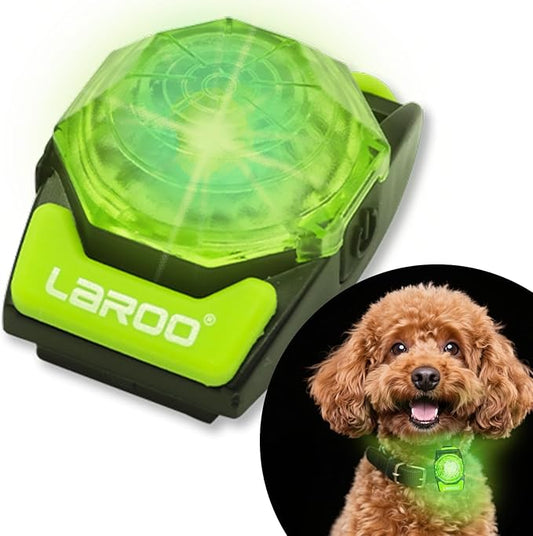 LaRoo Dog Collar Light for Night Walking - USB-C Rechargeable, 13g Ultra Light Waterproof LED Pet Safety Light with 3 Modes, Small Medium Dogs, Anti-Lost Pet Camping Running Essentials (Green)