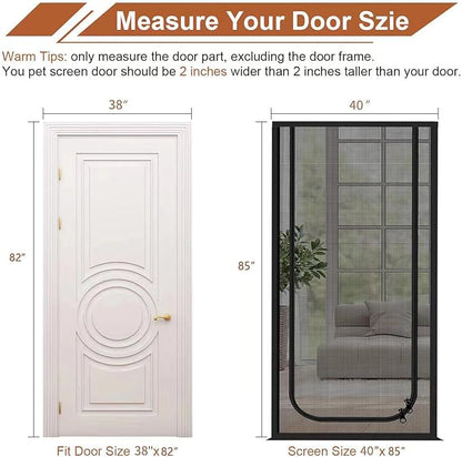 Dixutzi Reinforced Cat Screen Door Fits Door Size 38''x 82'', Heavy Duty Pets Proof Screen Door with Zipper, Prevent Dogs Cats Running Out from Home (Black)