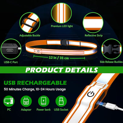 Reflective Sash Gear for Walking at Night,Flashing LED Reflective Belt Safety Lights for Walkers Night Dog Walking Biking Running,High Visibility Rechargeable With Wear 2 Ways for Men Women